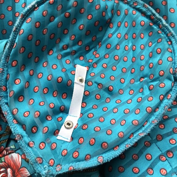 Diane Freis 1980s Vintage Coral & Blue Polka-Dot Georgette Balloon Sleeve Blouse - Picture 6 of 6